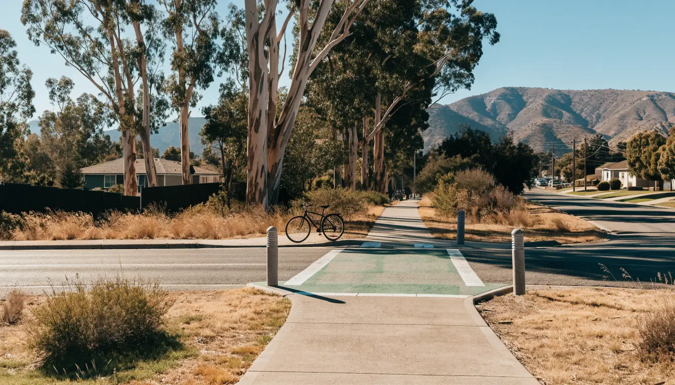 Pedestrian and bicycle trail crossing in Rancho Cucamonga