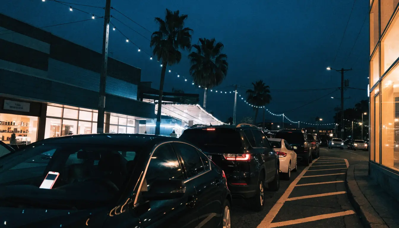 Nighttime rideshare pickup in Rancho Cucamonga
