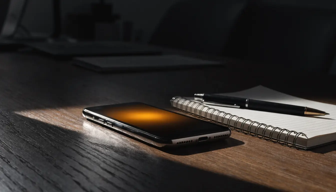 A smartphone mid-call beside a notepad, representing what not to say to an insurance adjuster after a Rancho Cucamonga crash
